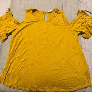 Yellow Cold Shoulder Look Top